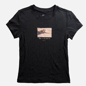 Nike Sportswear Women XS Chill Knit Cropped Tee Off Noir Graphic Tee Slim Fit